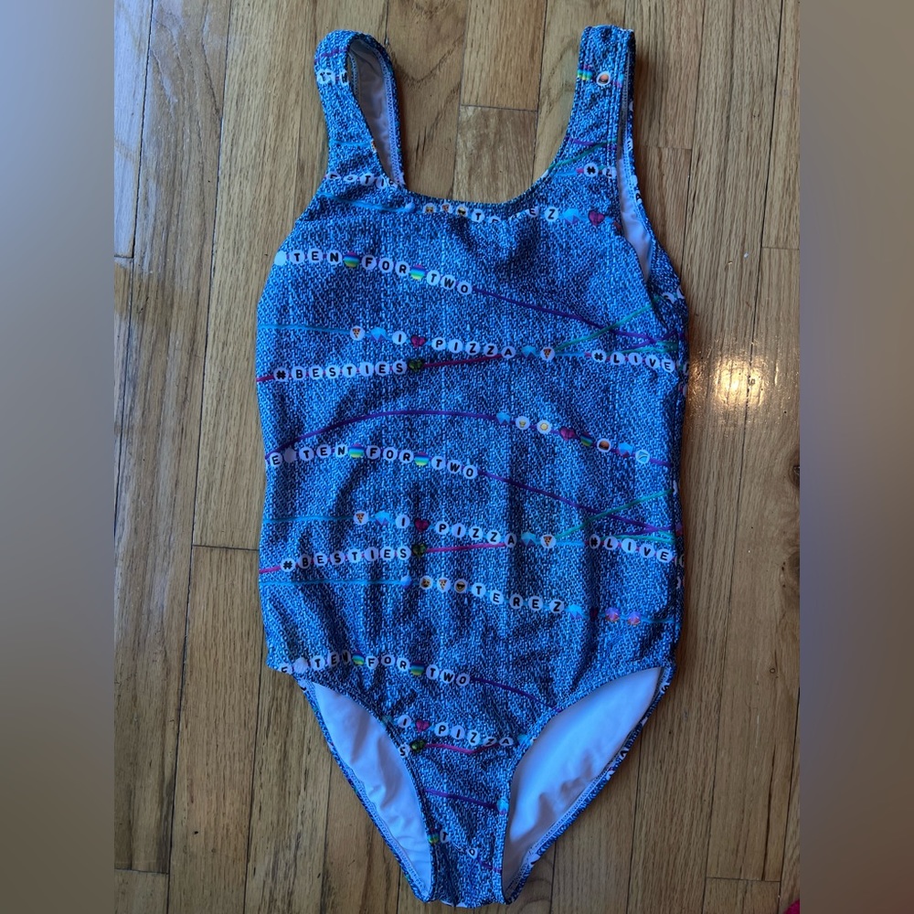 Girls terez bathing suit! Blue with friendship bracelets. Size 16